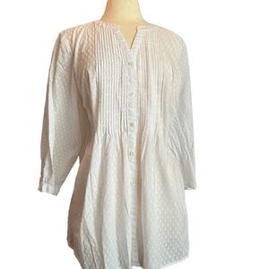 Nice and cool! White Talbots button up cotton tunic, size 1X
